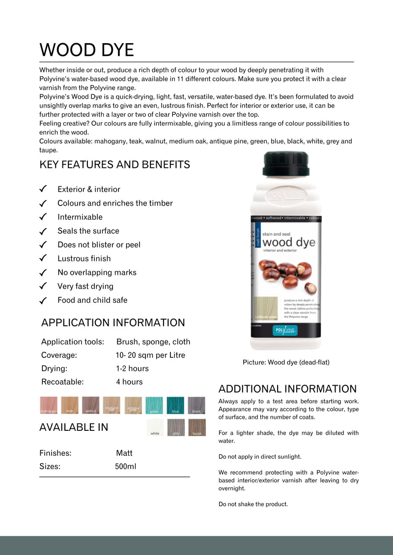 Polyvine Product Sheet Wood-Dye