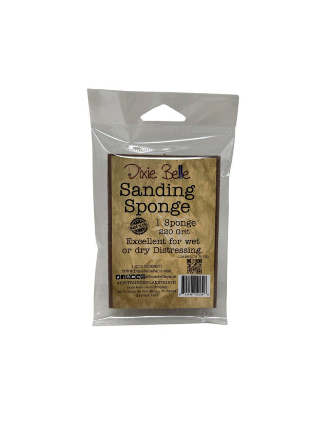 gray pack with brown tag of Dixie Belle Sanding Sponge