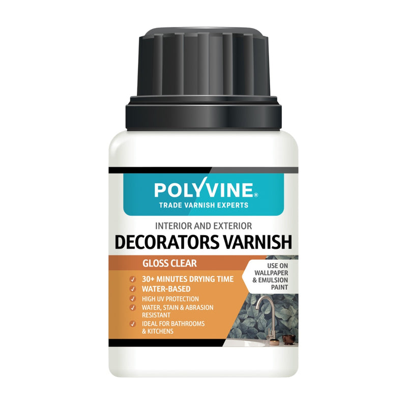 Polyvine decorators varnish bottle on a white background