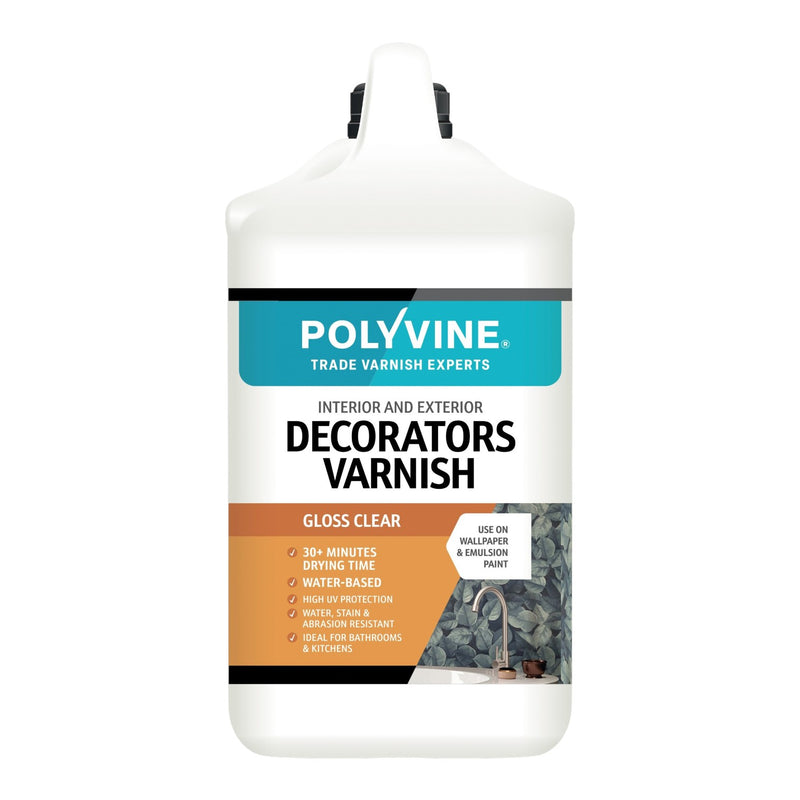 Polyvine decorators varnish container on a white background
