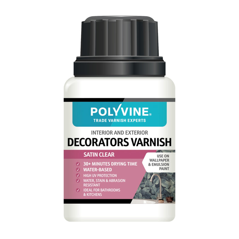 Polyvine decorators varnish bottle on a white background