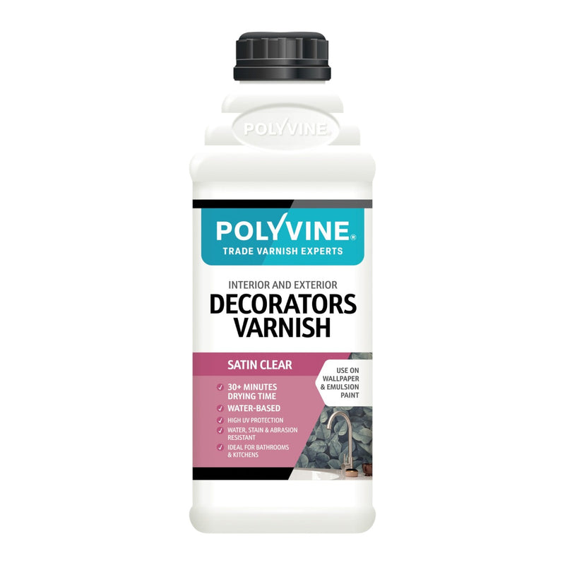 Polyvine Decorators Varnish bottle on a white background
