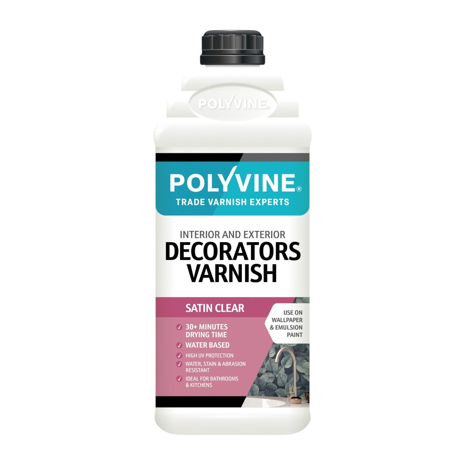 Polyvine decorators varnish bottle on a white background