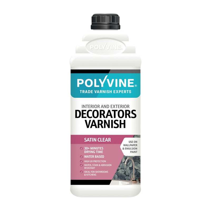 Polyvine decorators varnish bottle on a white background
