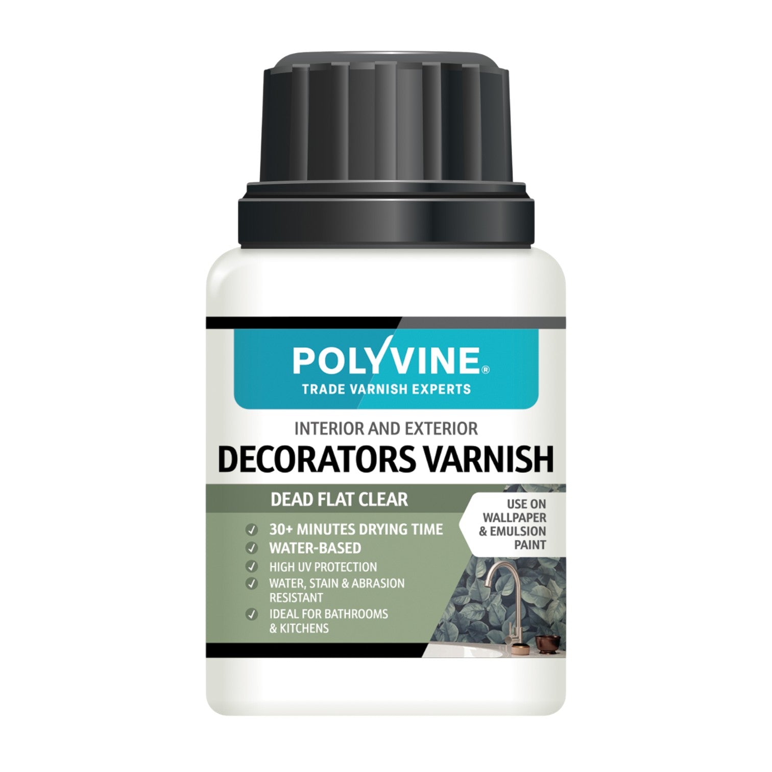 Polyvine decorators varnish bottle on a white background
