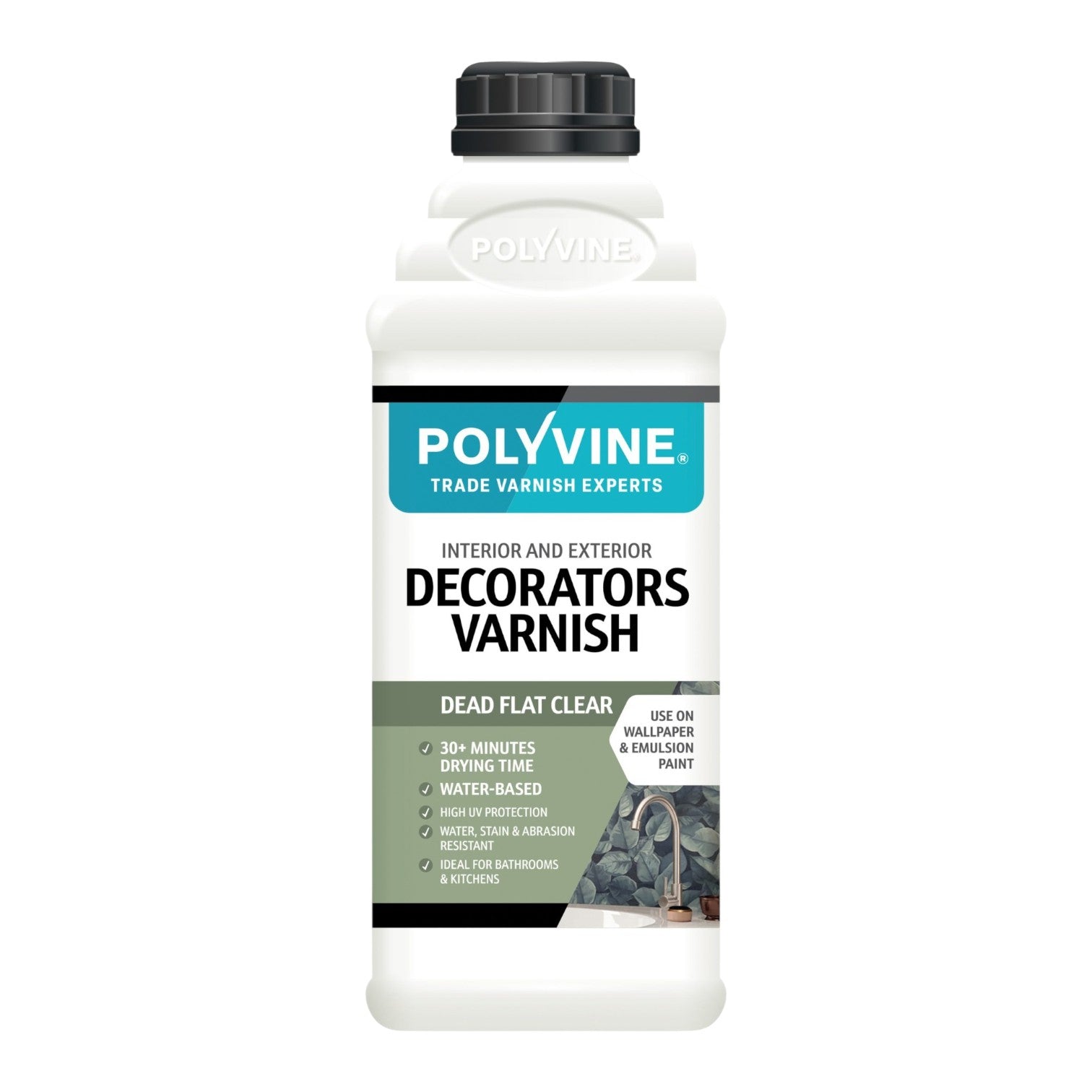 Polyvine Decorators Varnish bottle on a white background