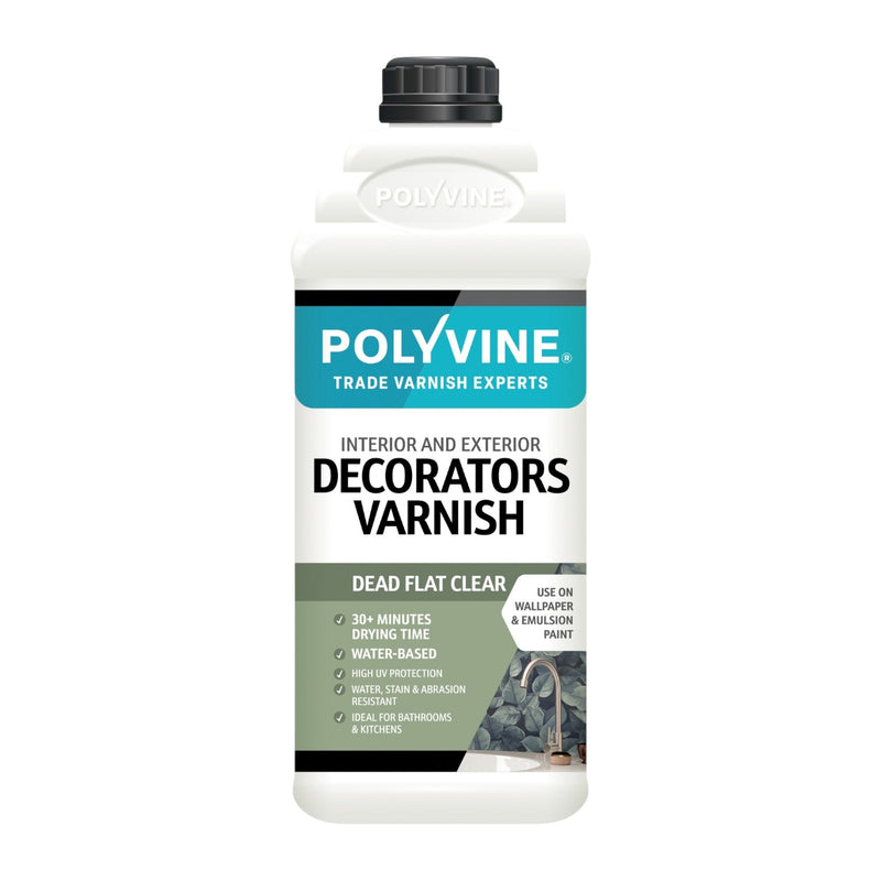 Polyvine decorators varnish bottle on a white background