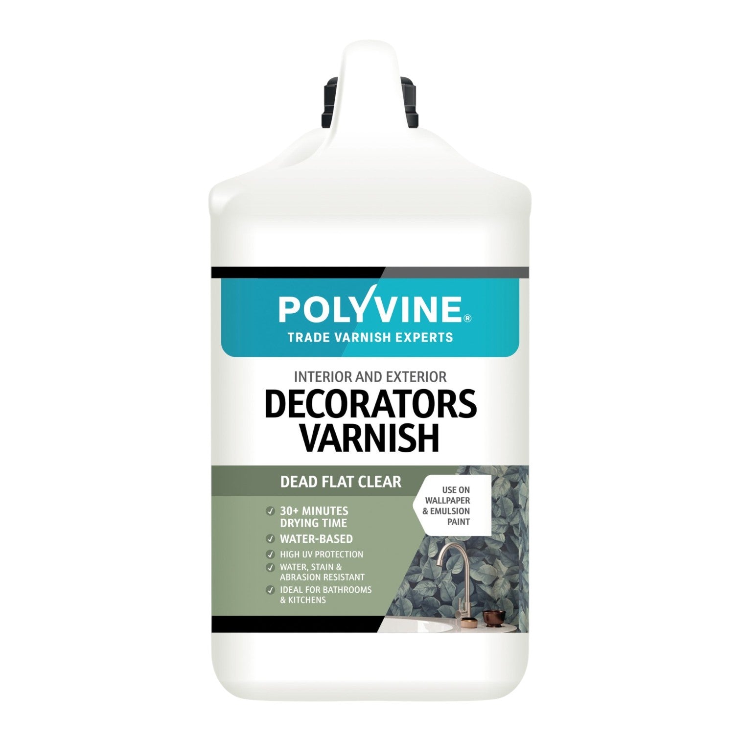 Polyvine decorators varnish container on a white background