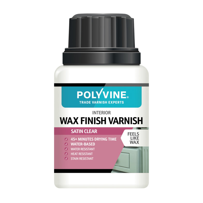 Polyvine interior wax finish varnish bottle on a white background
