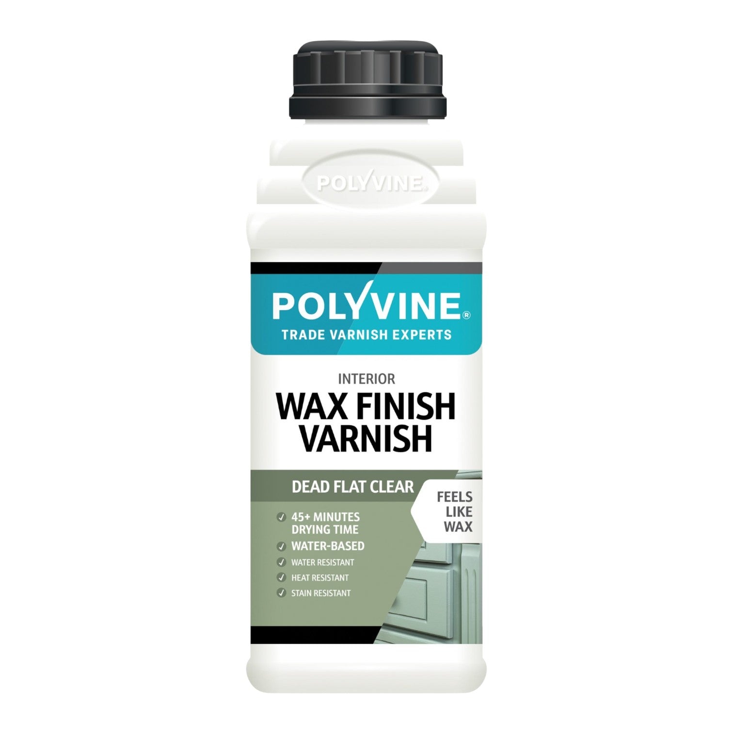 Polyvine interior wax finish varnish bottle on a white background