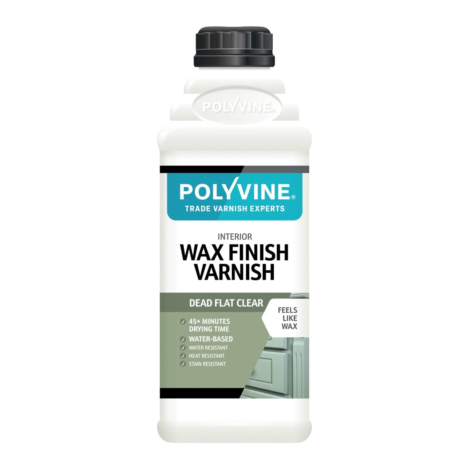 Polyvine wax finish varnish bottle on a white background