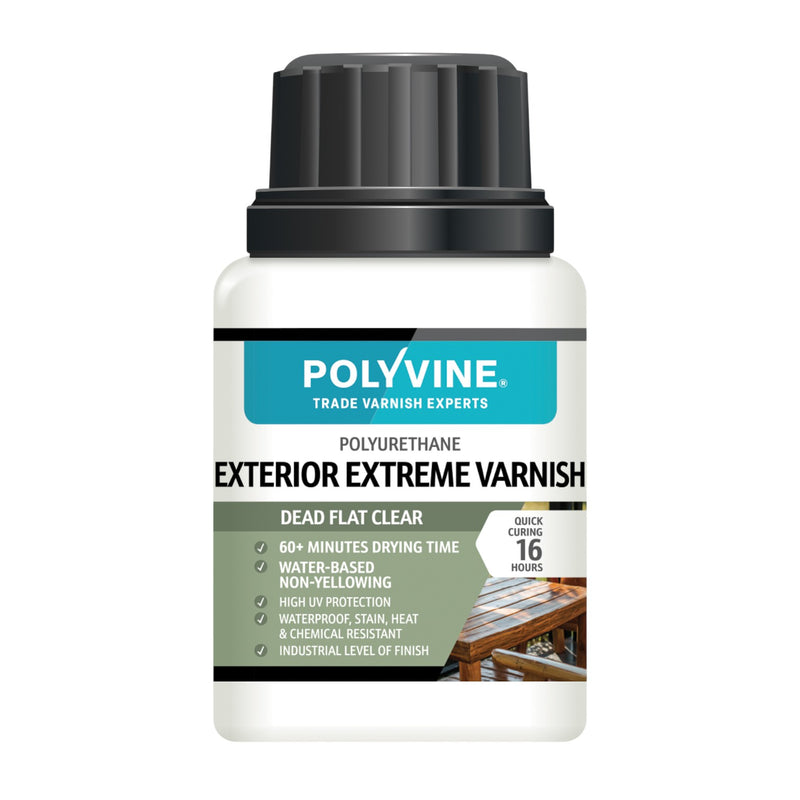 Polyvine exterior extreme varnish bottle on a white background