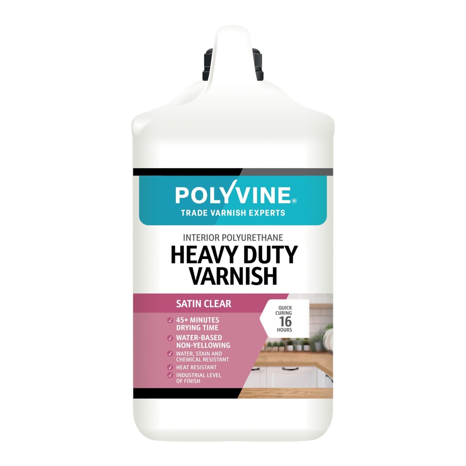 Polyvine Heavy Duty Varnish container on a white background