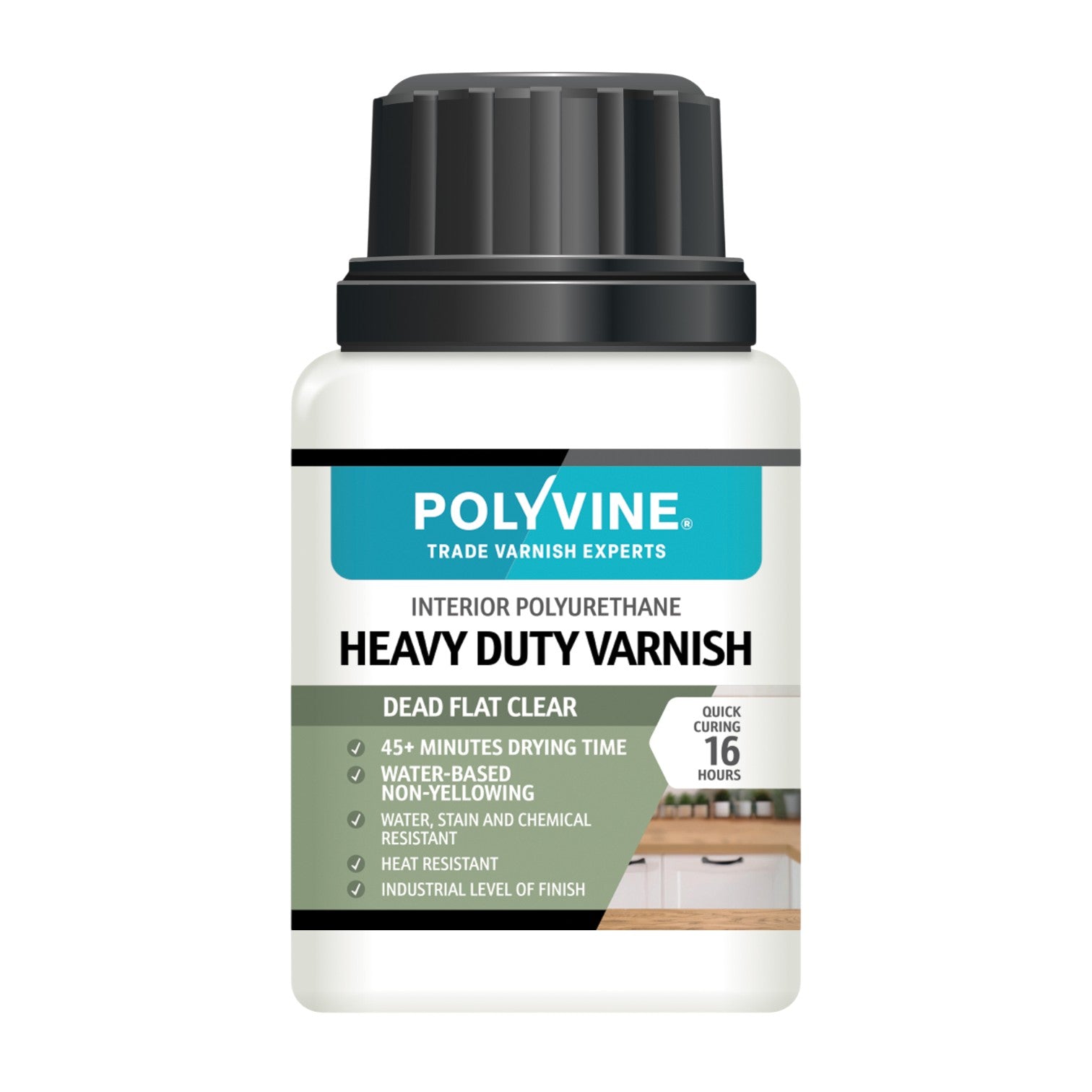 Polyvine Heavy Duty Varnish bottle on a white background