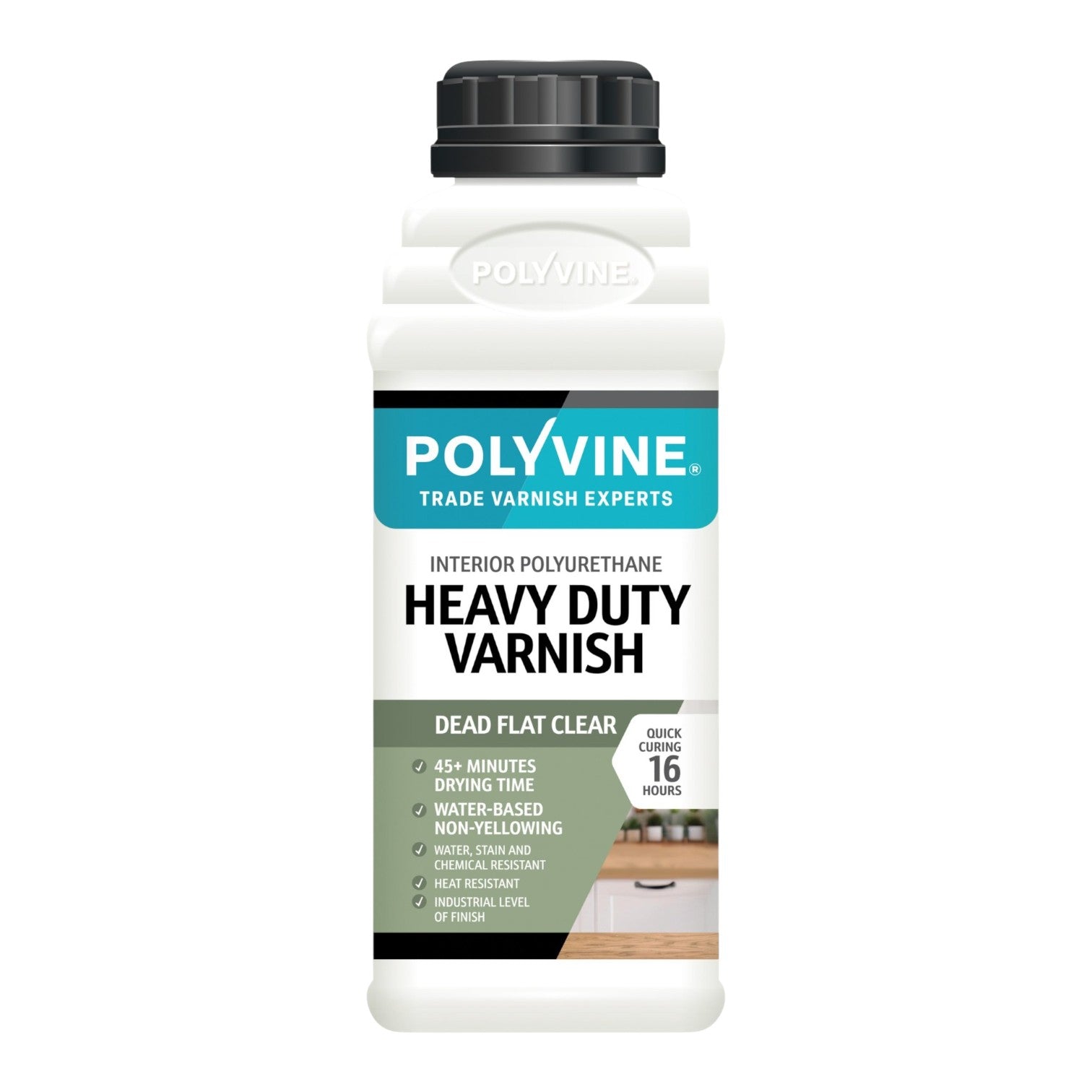 Polyvine Heavy Duty Varnish bottle on a white background