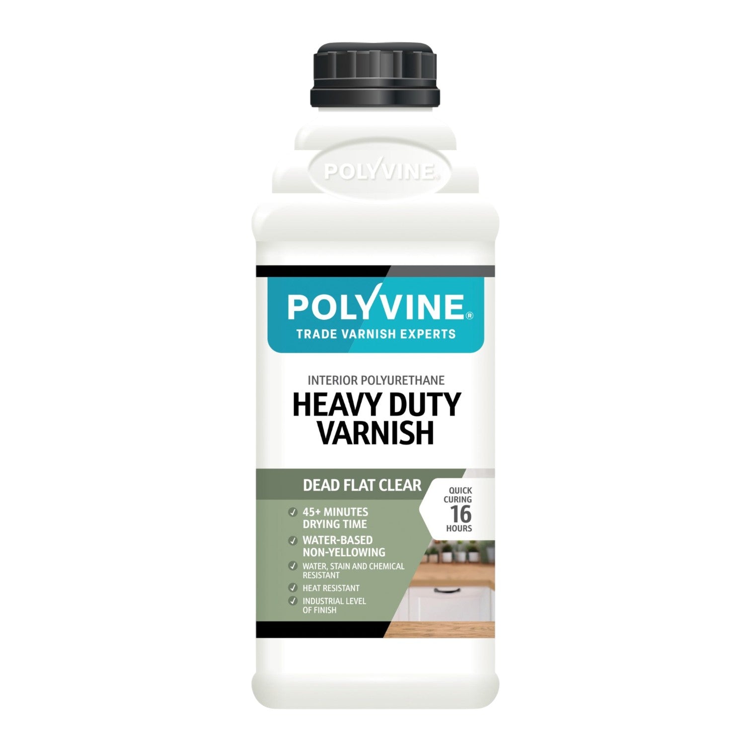 Polyvine Heavy Duty Varnish bottle on a white background