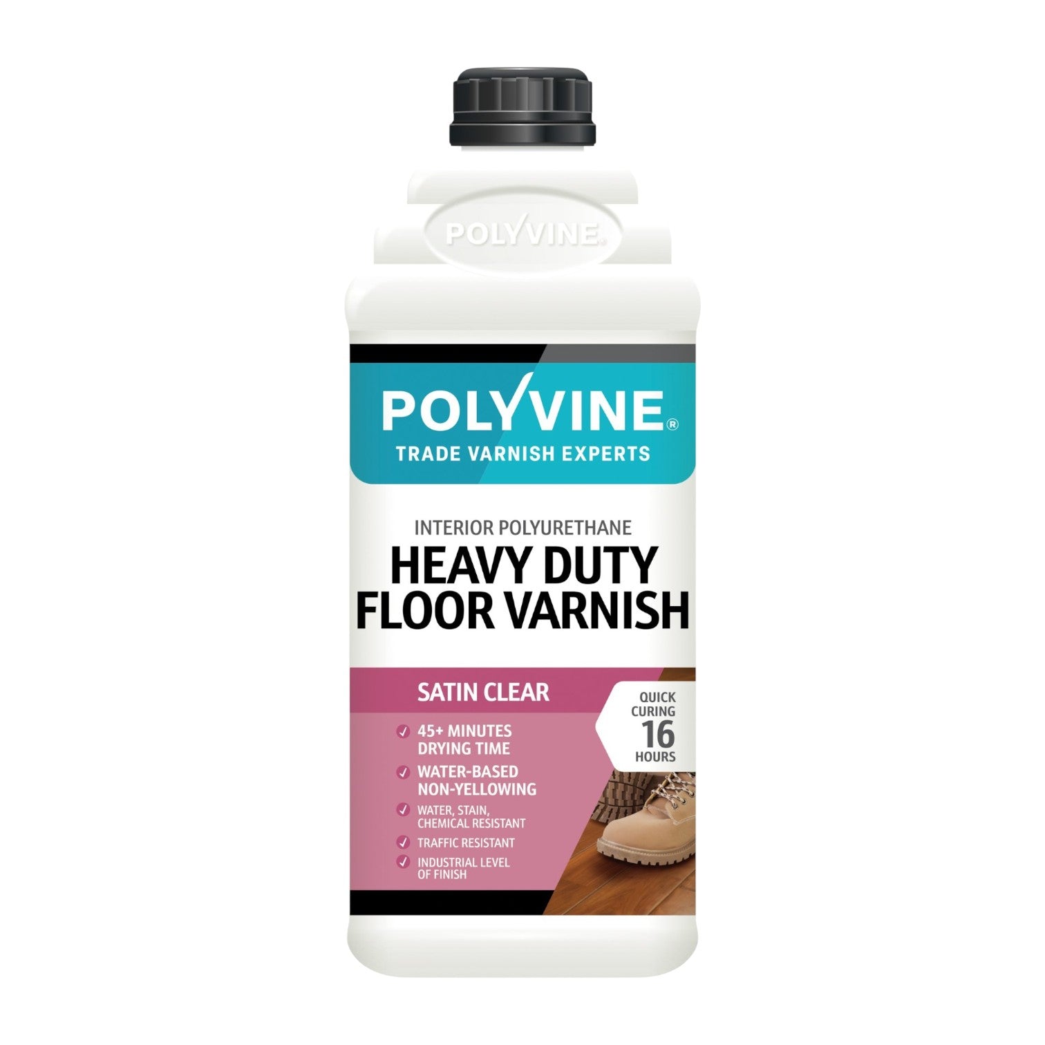 Polyvine Heavy Duty Floor Varnish bottle on a white background