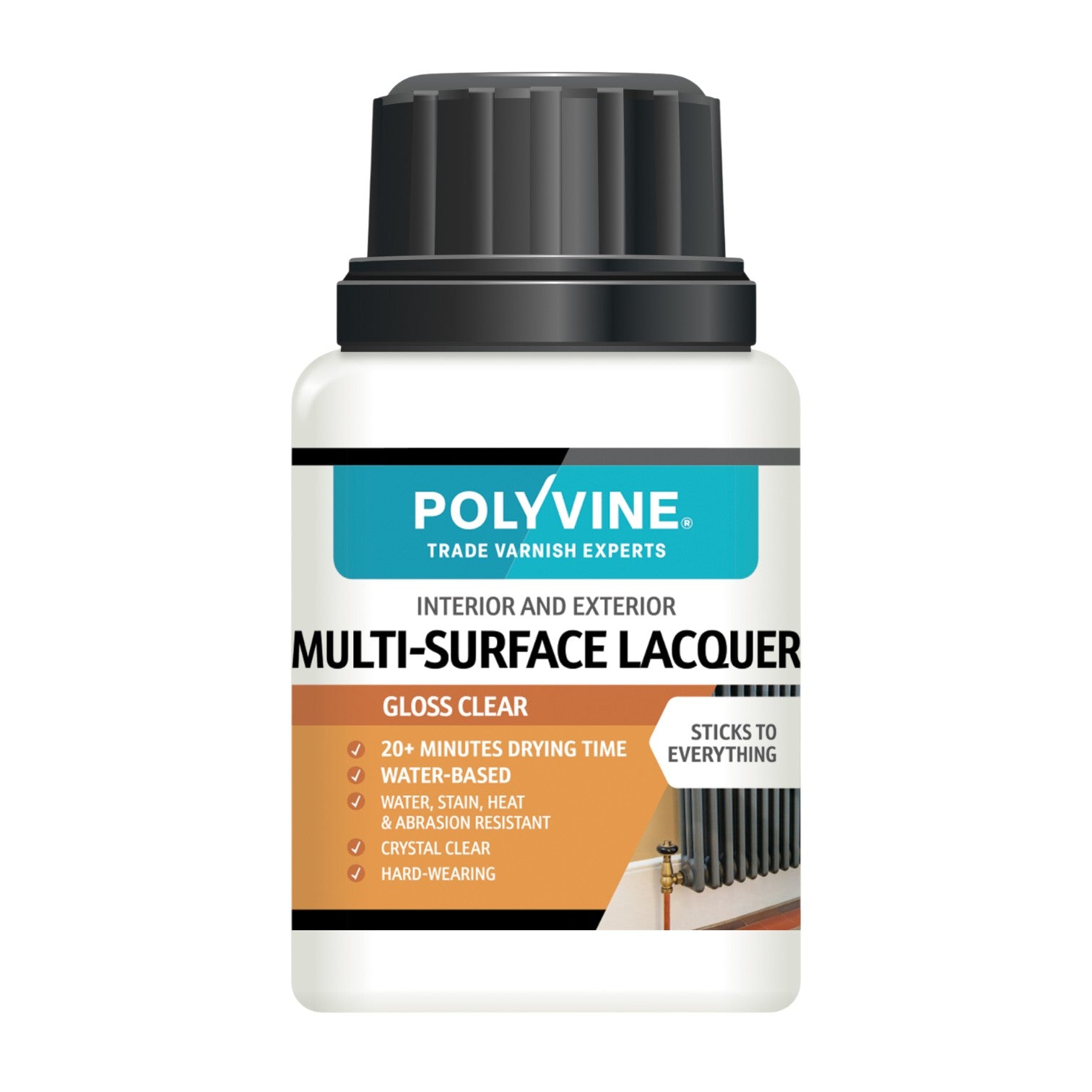 Polyvine multi-surface lacquer bottle on a white background