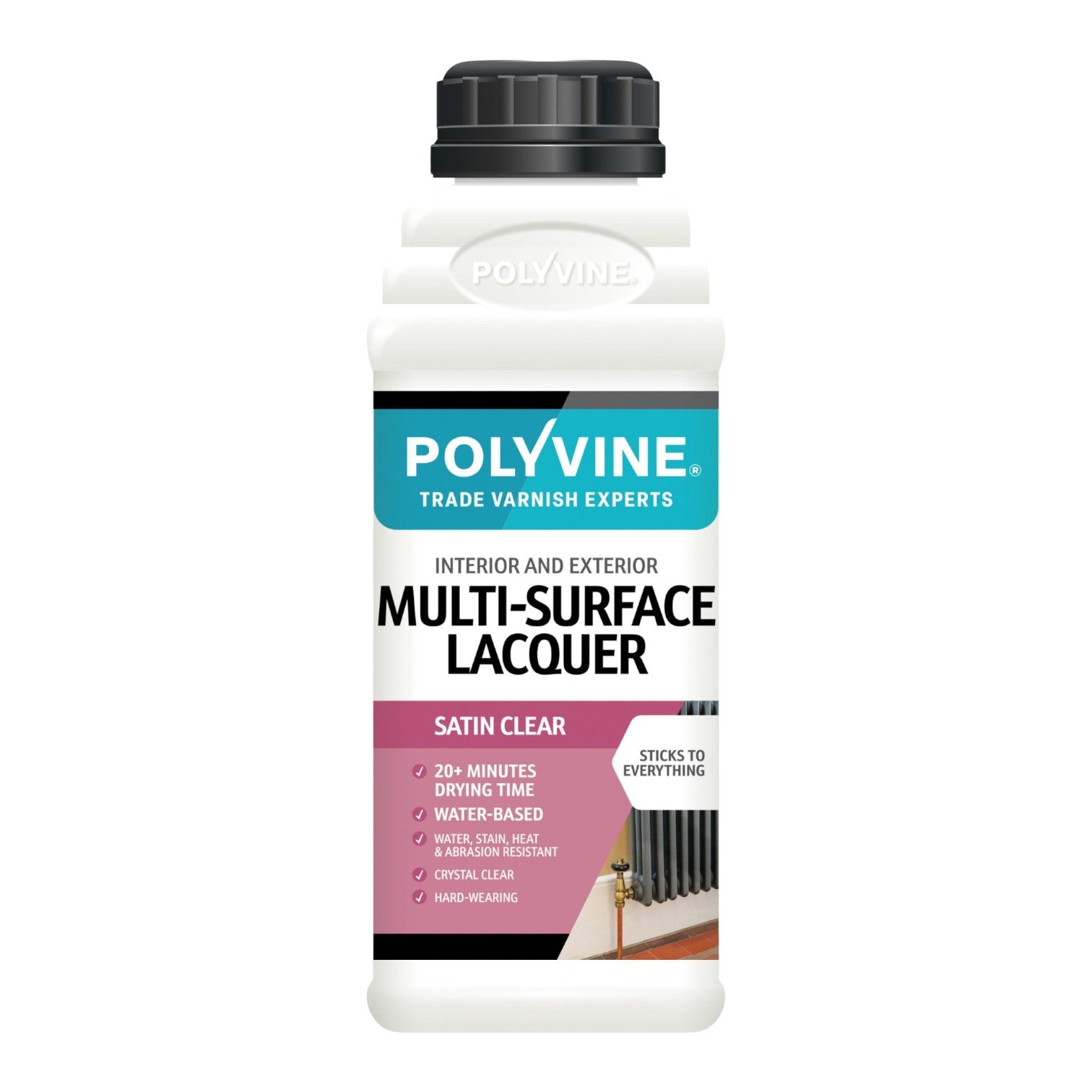 Polyvine multi-surface lacquer bottle on a white background