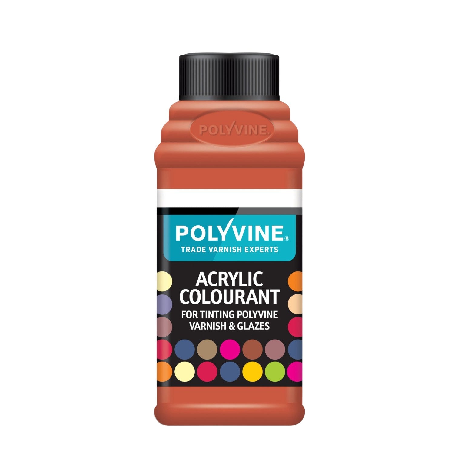 Polyvine acrylic colourant bottle on a white background