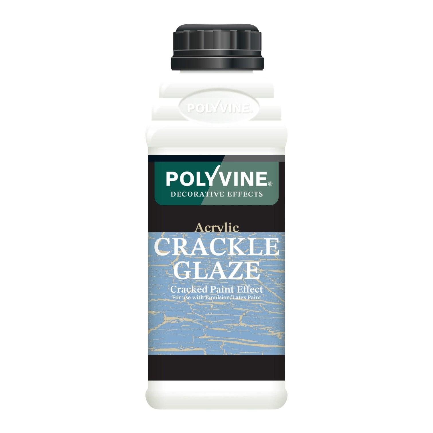 Polyvine acrylic crackle glaze bottle on a white background