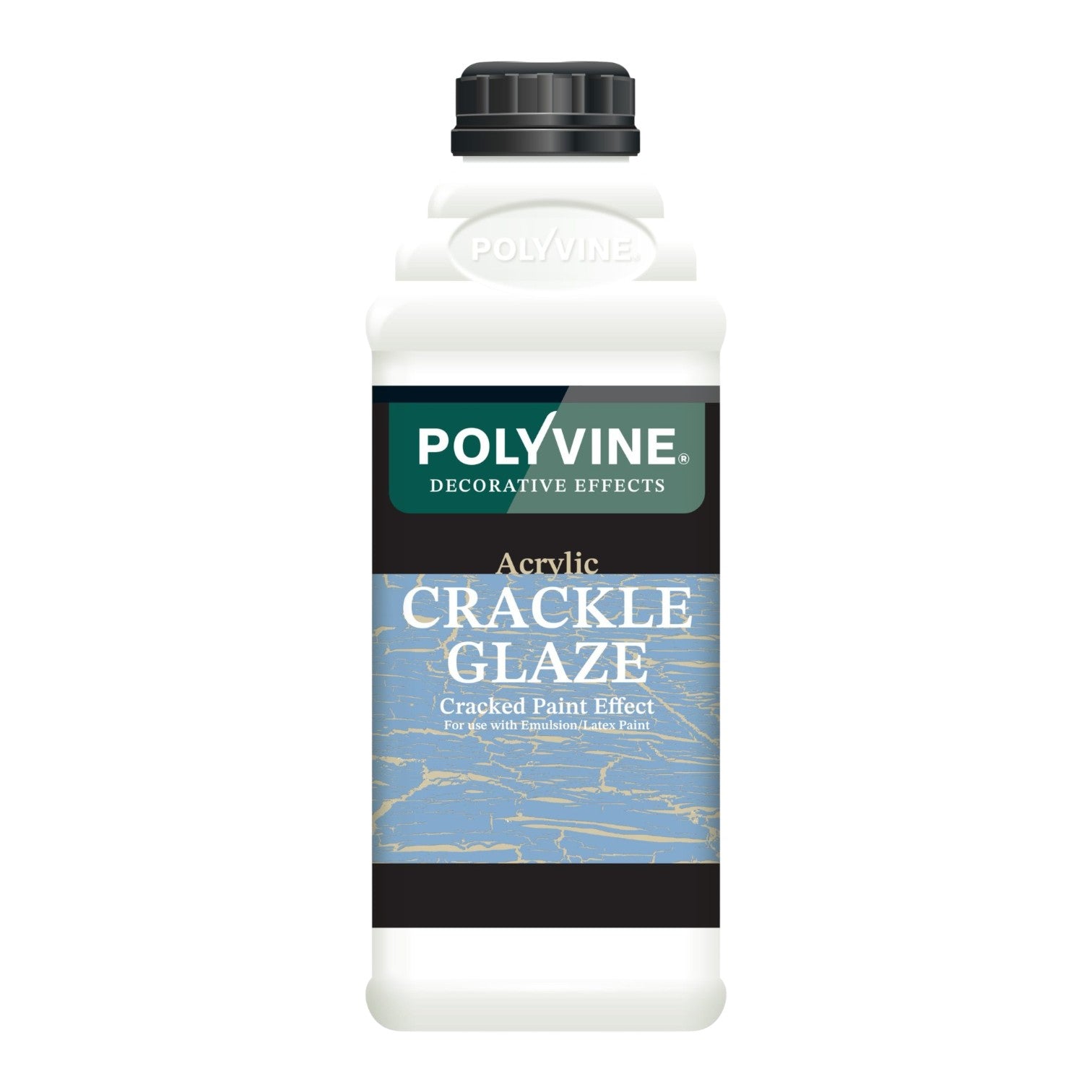 Polyvine acrylic crackle glaze bottle on a white background
