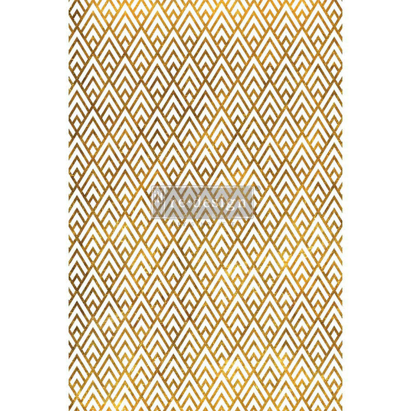 Gold geometric patterned design on a white background