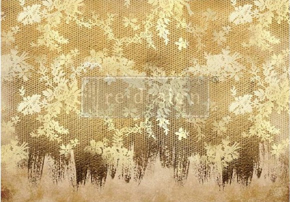 Gilded gold lace design. A1 Fiber Paper for Decoupage by ReDesign with Prima.