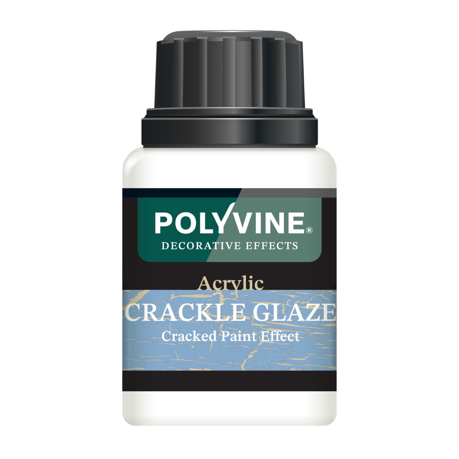 Polyvine acrylic crackle glaze bottle on a white background