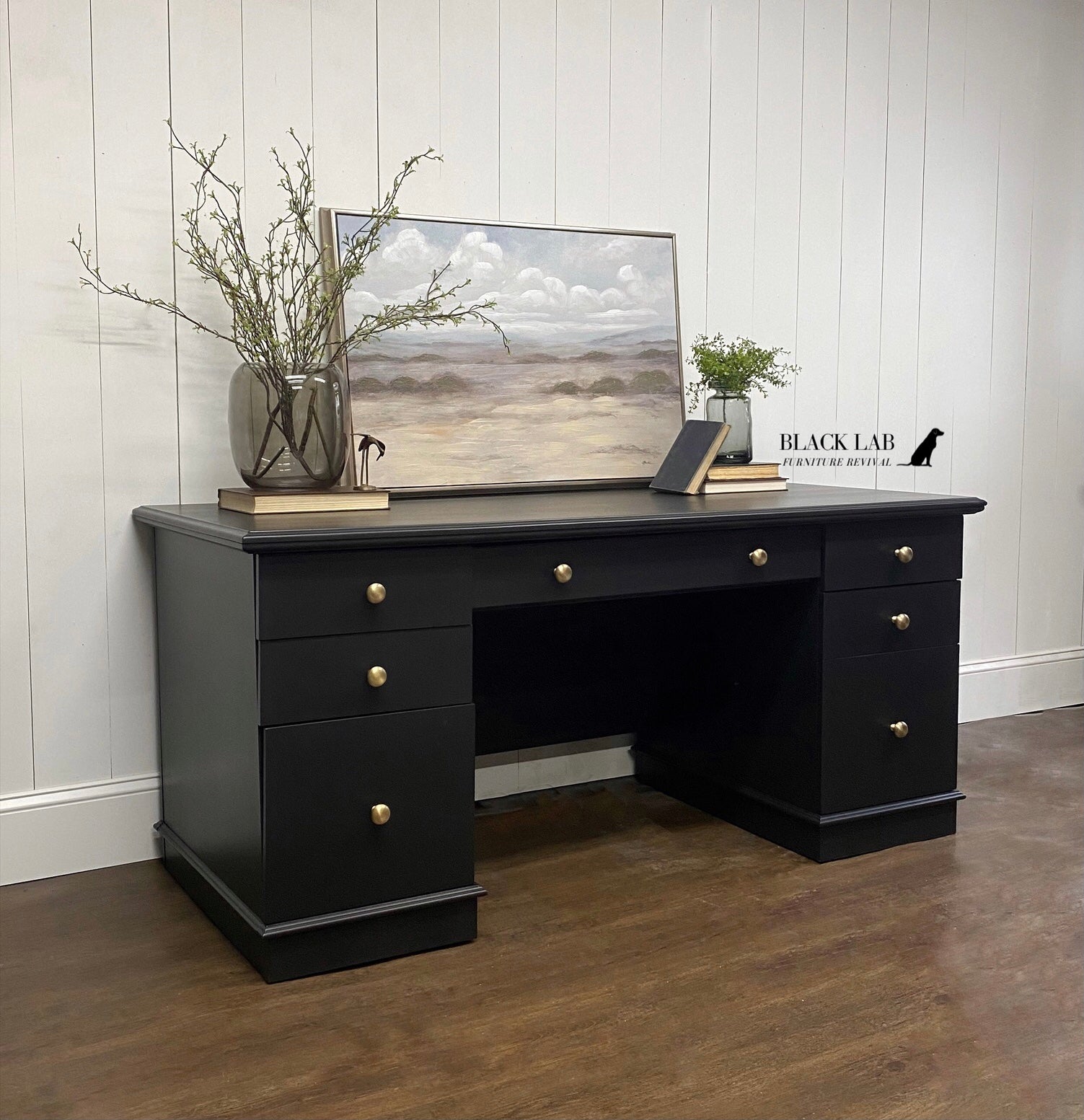 desk covered in dark black Caviar Dixie Belle Chalk Paint