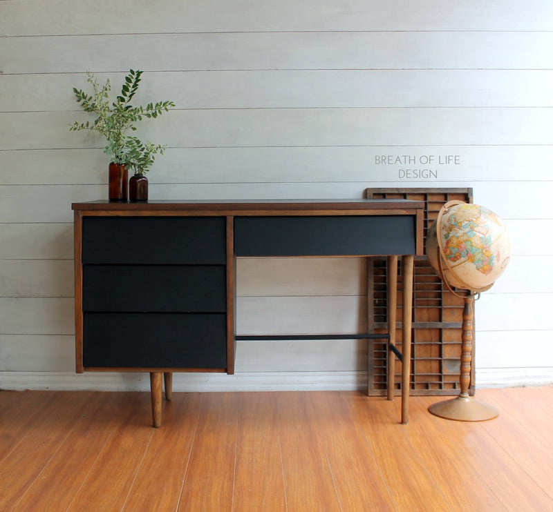 desk drawers covered in dark black Caviar Dixie Belle Chalk Paint