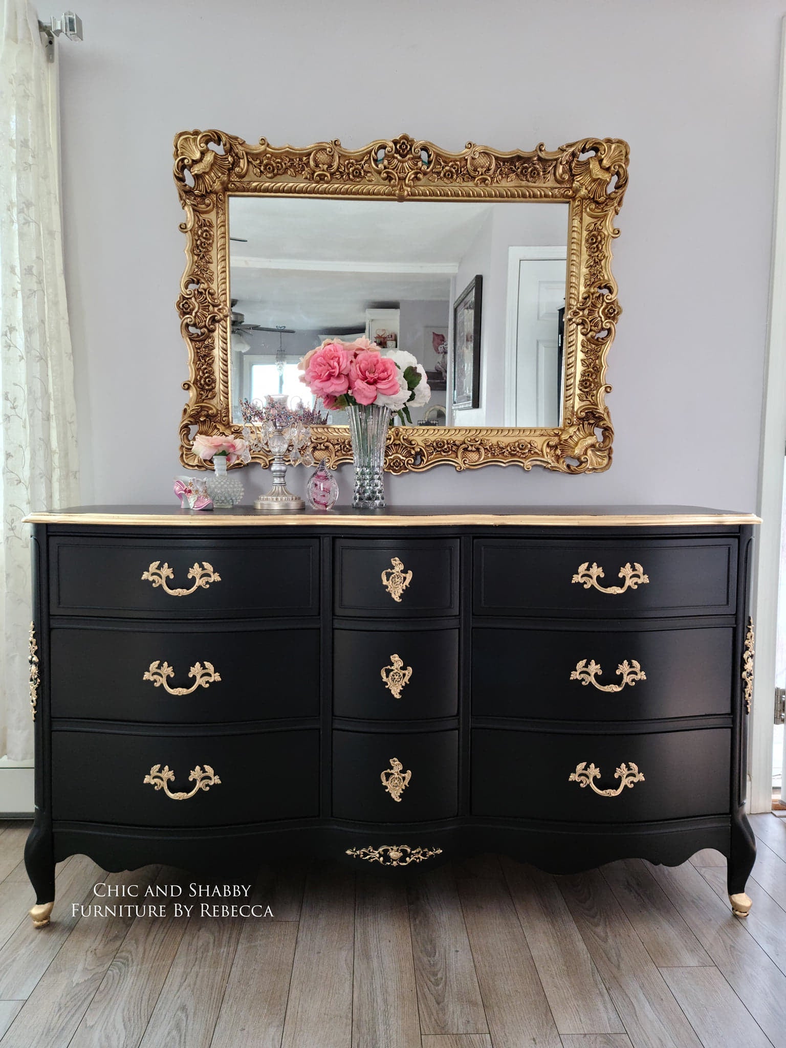 dresser covered in dark black Caviar Dixie Belle Chalk Paint