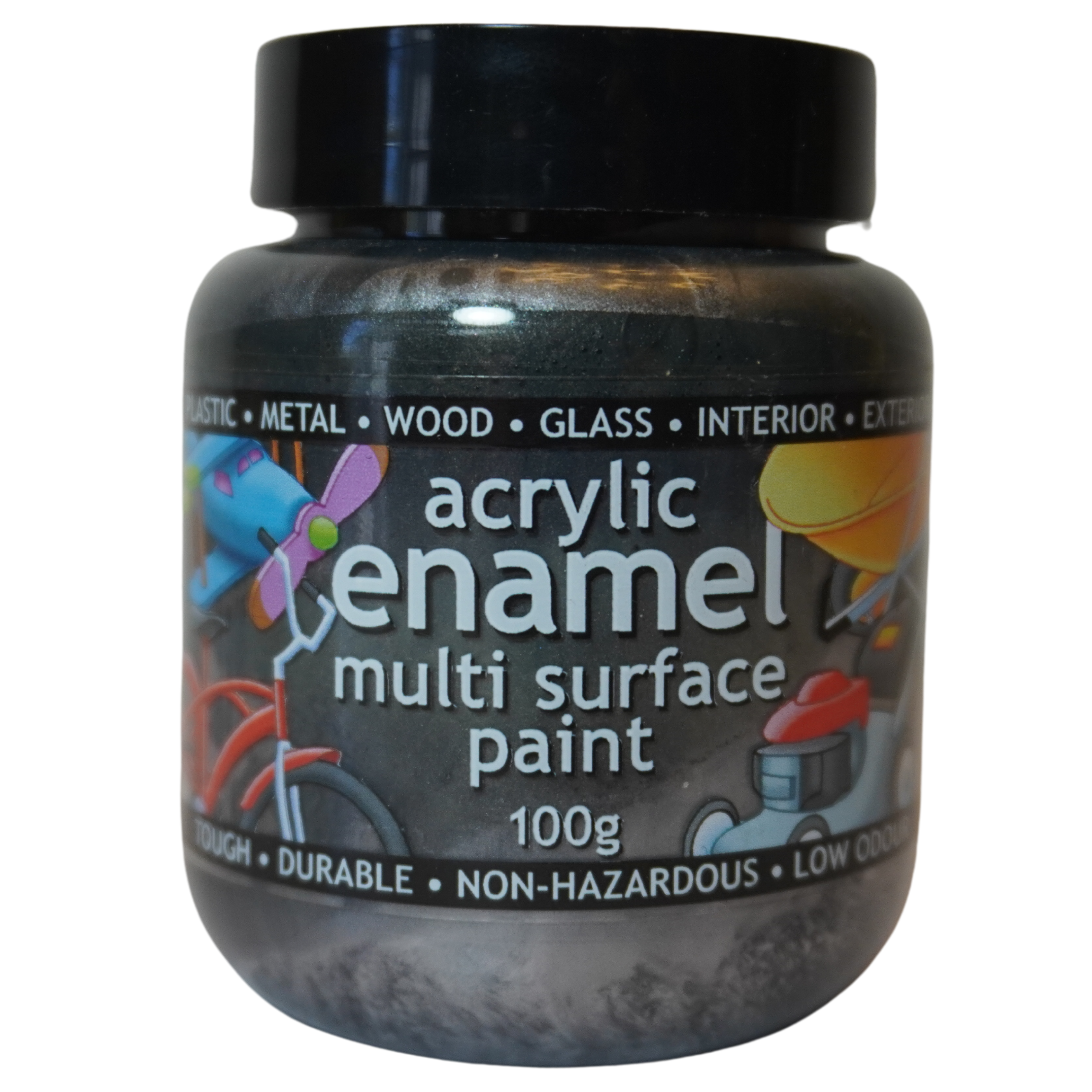 Jar of pewter Polyvine metallic paint