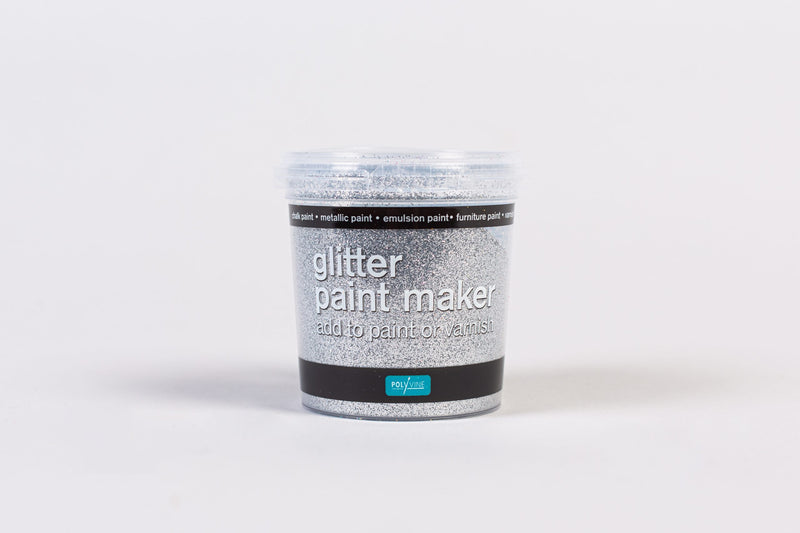 Jar of silver glitter paint maker by Polyvine