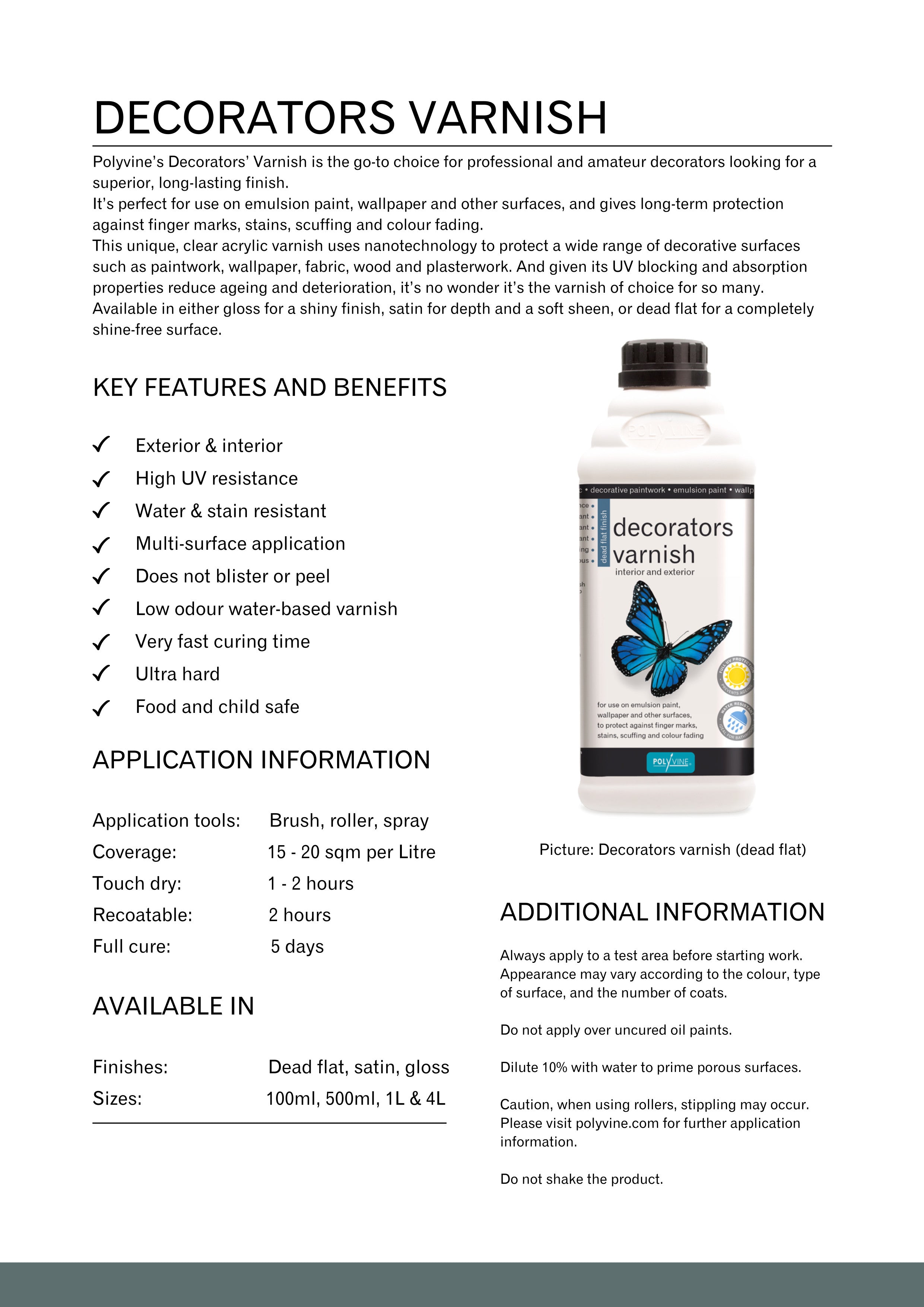 polyvine decorators varnish key feature sheet
