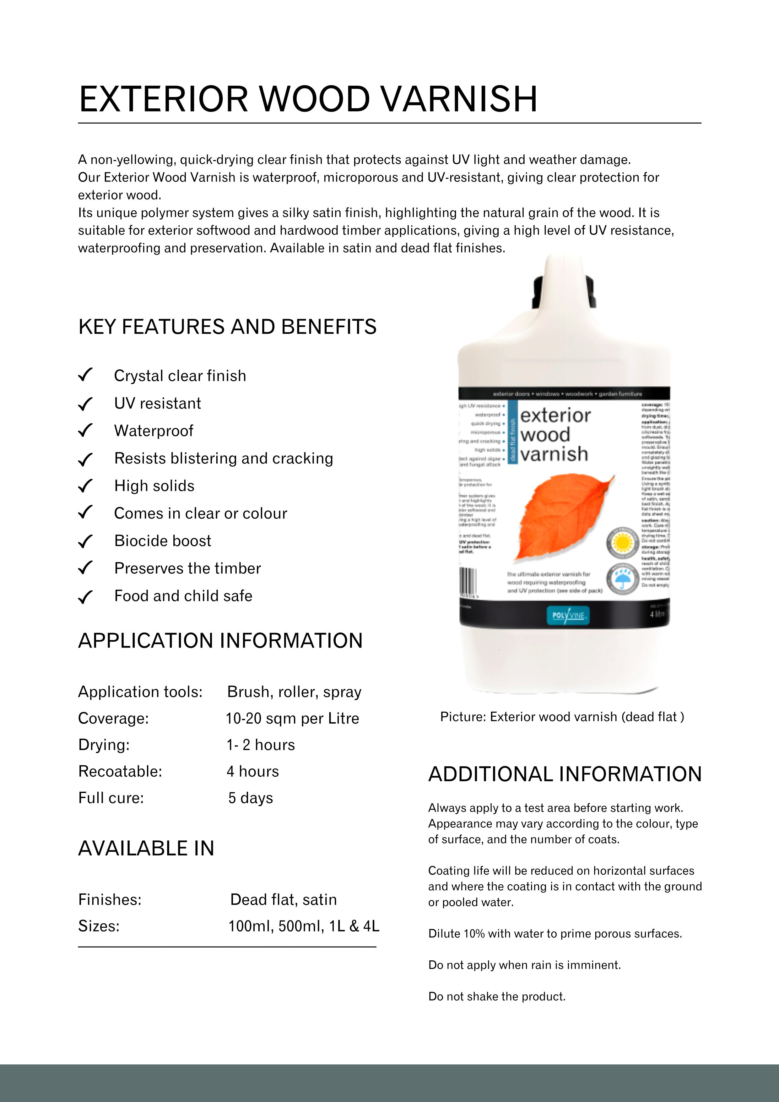 Polyvine Exterior Wood Varnish
