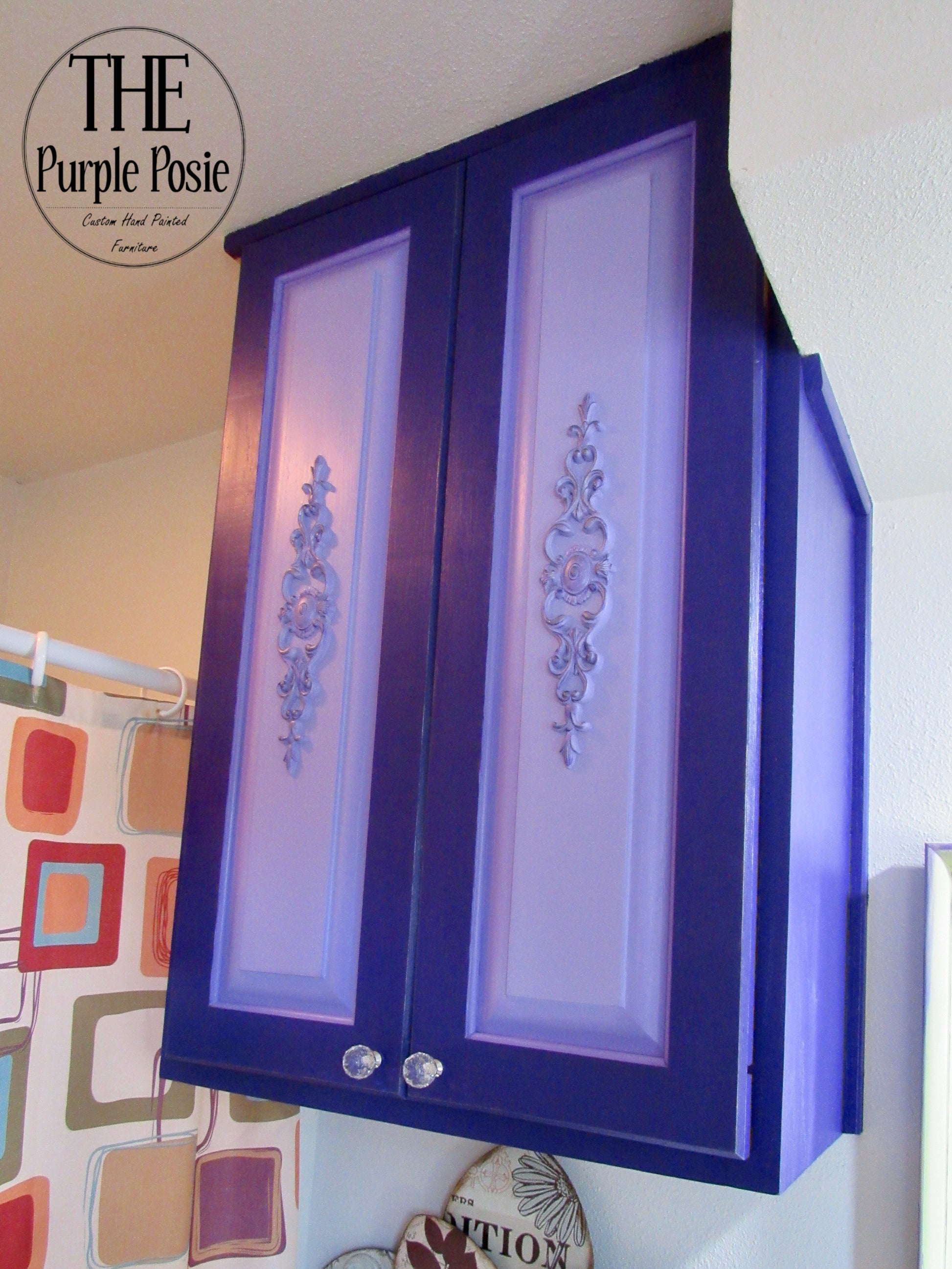 Bathroom Cabinet painted with Dark Purple Dixie Bell Amethyst Chalk Paint