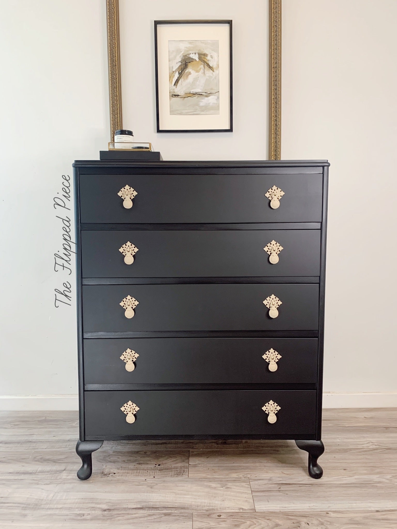 Dresser covered in dark black Caviar Dixie Belle Chalk Paint