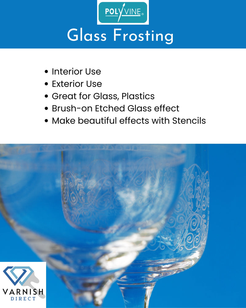 blue background with wine glasses with etched glass effect with Polyvine Glass Frosting