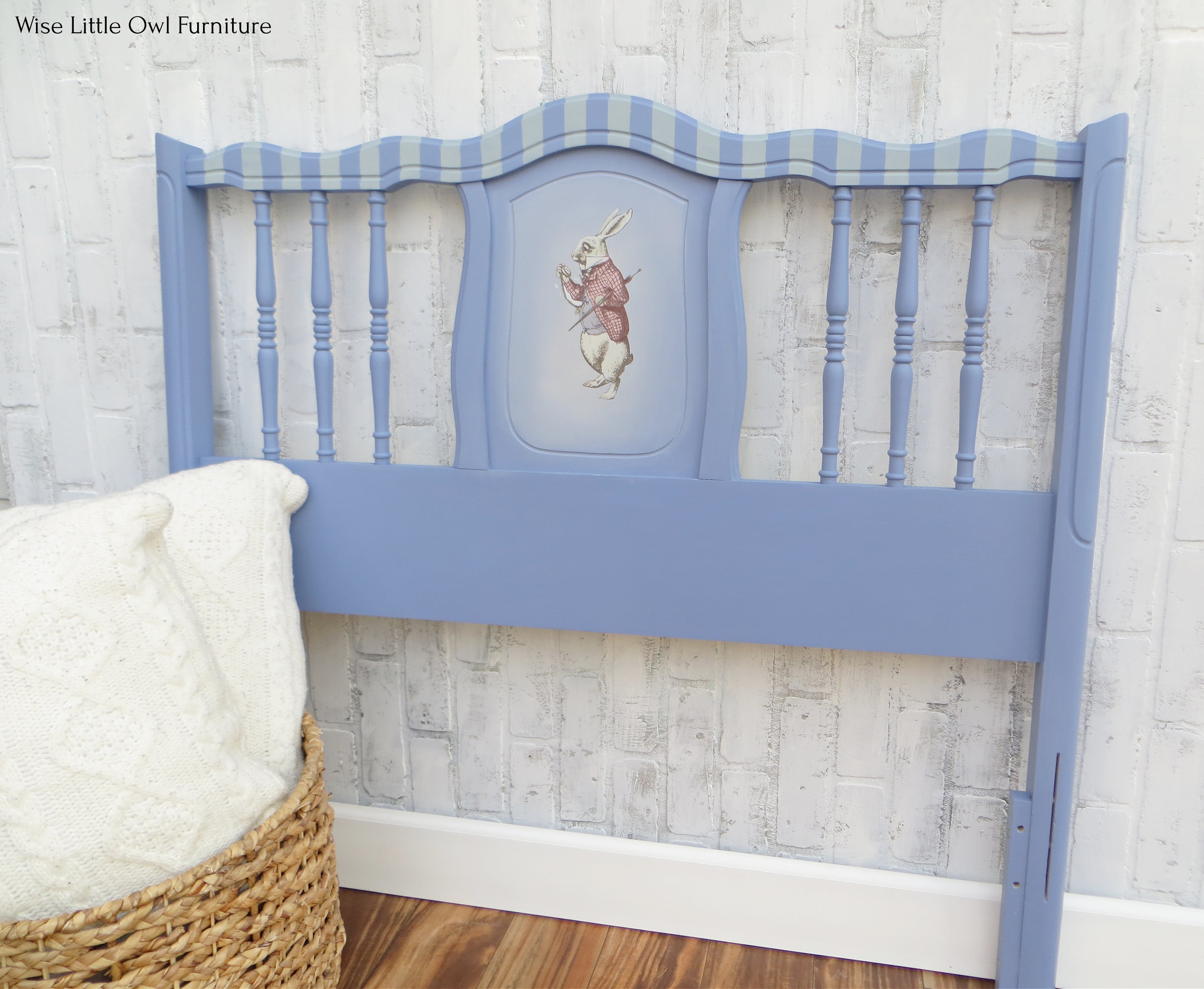 head bed board covered in rich blue Blueberry Dixie Belle Chalk Paint