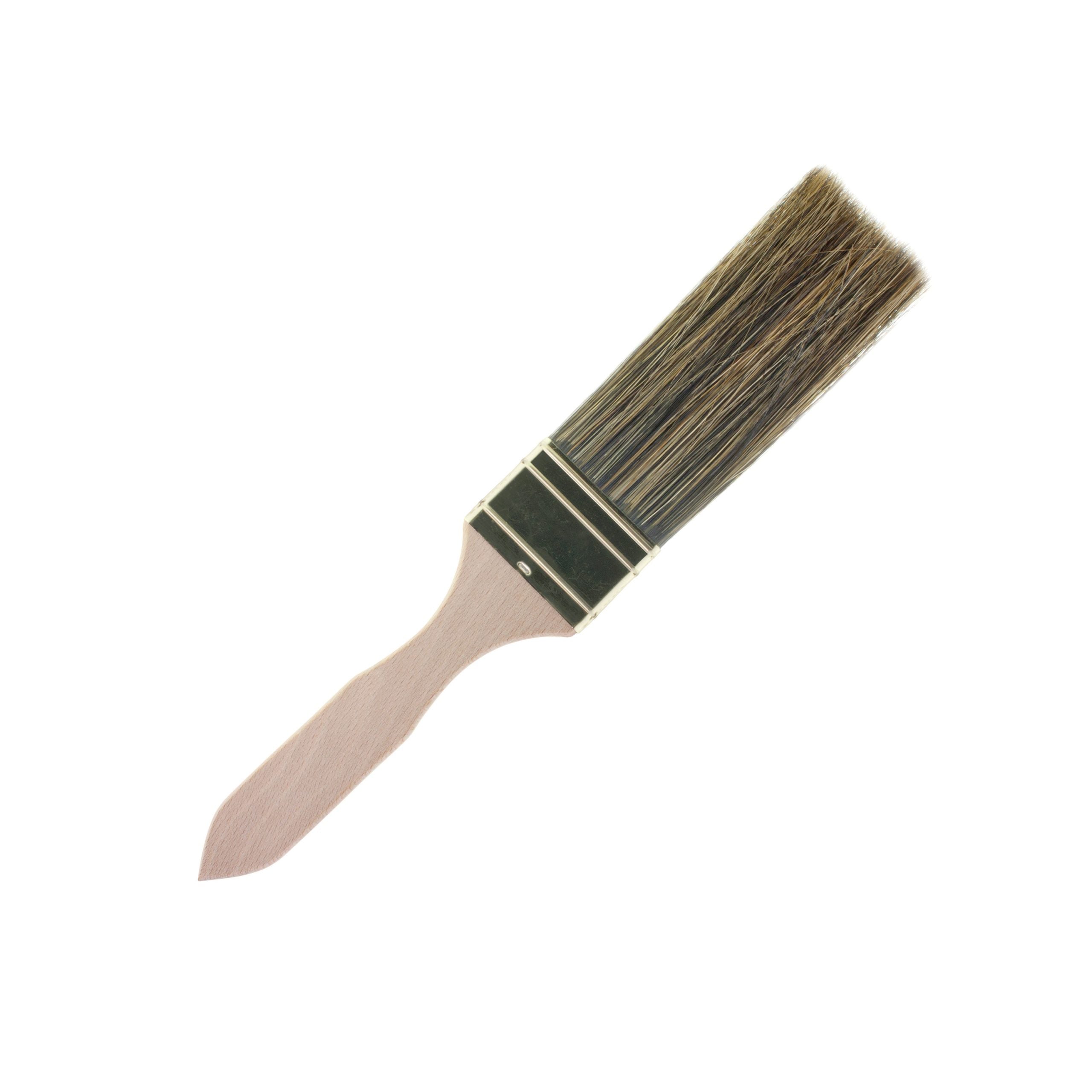 brown long haired Polyvine 2" flogger brush with tan wooden handle available from varnishdirect.com